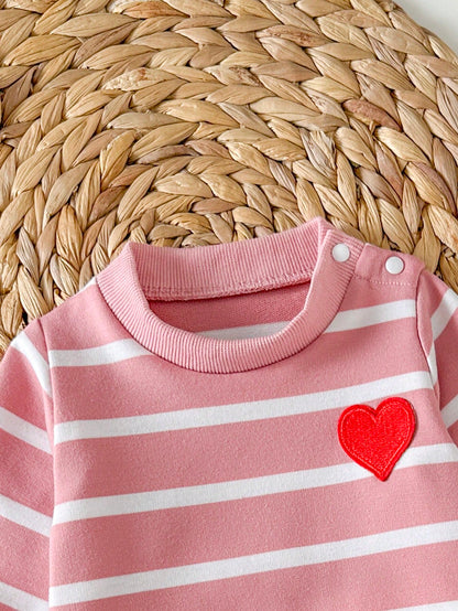 Newborn Baby Girl Casual Sweet 3D Floral Sweatshirt And Ribbed Long Pants Set