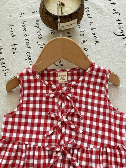 Newborn Baby Girl Vacation Casual Cute Pink&White Striped Bow Decor Tank Top&Shorts Set Summer Clothes Outfit Outfits Girls 2pcs Print