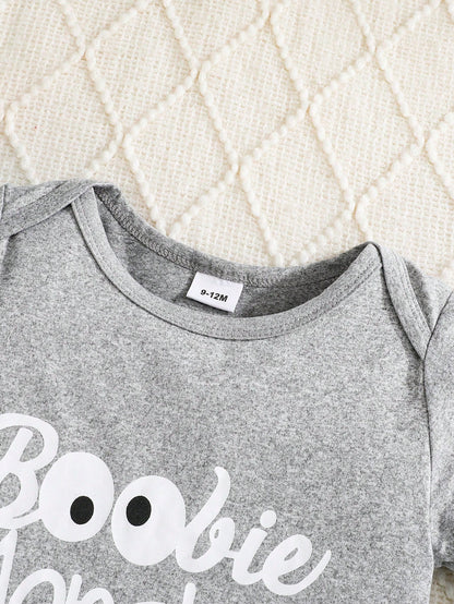 Newborn Baby Letter Print Romper + Pants + Hat 3pcs Set
