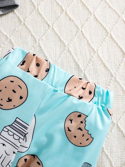 Newborn Baby Letter Print Romper + Pants + Hat 3pcs Set