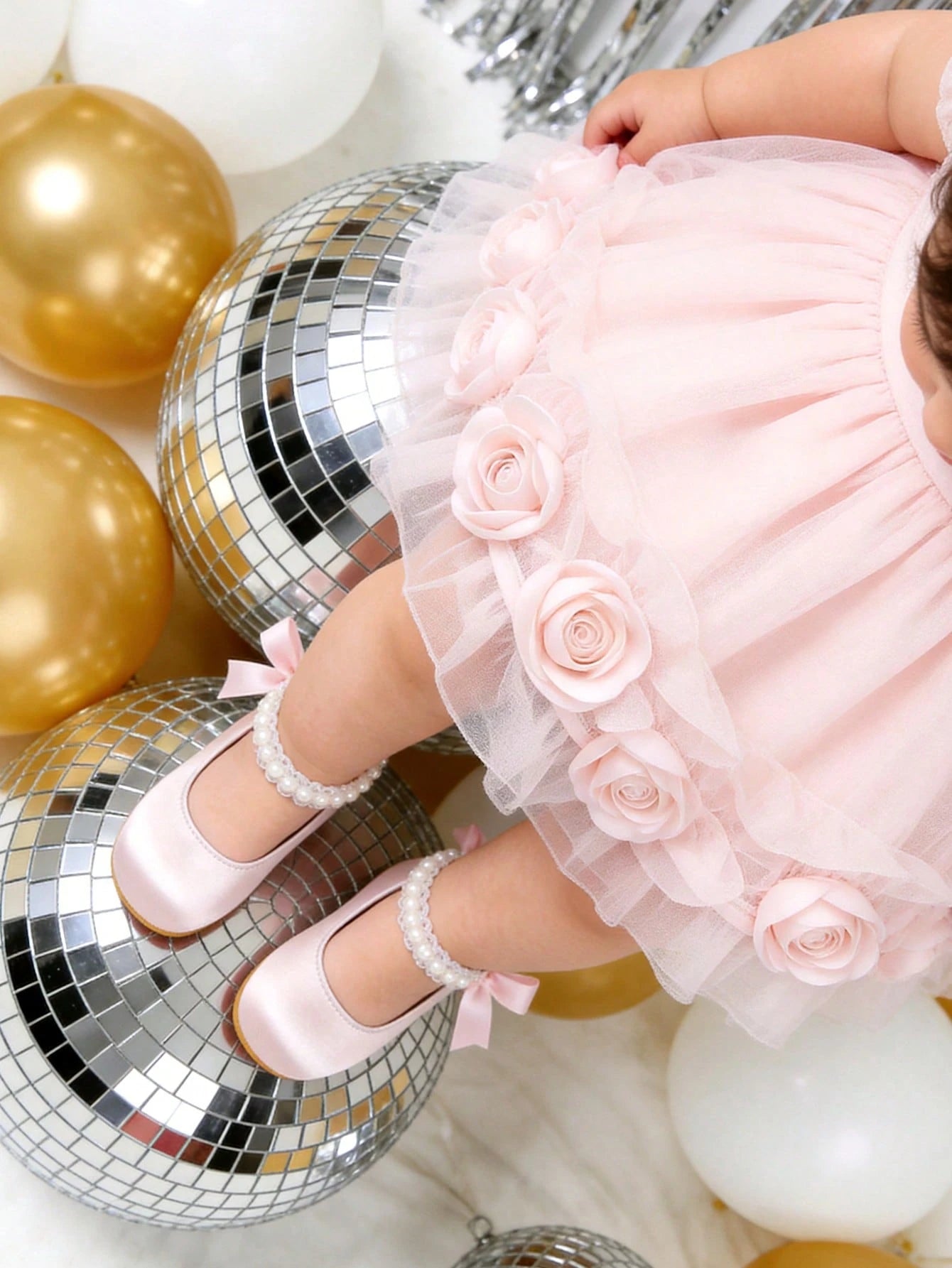 Newborn/Toddler Girls Mary Jane Flats- Newborn Infant Walking Shoes Soft Rubber Sole Princess Wedding Walking Shoes