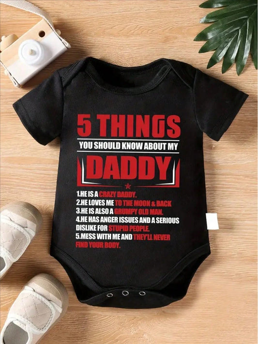 [Newborn Triangle Bodysuit] Cute Short Sleeve Newborn Children's Triangle Bodysuit| You Should Know About My Daddy Letter Print Romper Diaper Cover