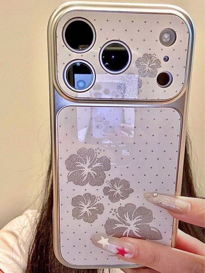 Niche Fresh Glitter Polka Dot Floral Phone Case With Flower Pendant, Suitable For IPhone 16 Pro Max, Apple 17 Pro Max New 17 Pro, 15 High-End Protective Cover For Women