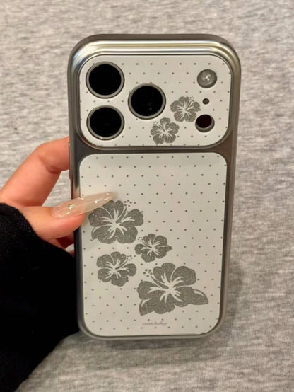 Niche Fresh Glitter Polka Dot Floral Phone Case With Flower Pendant, Suitable For IPhone 16 Pro Max, Apple 17 Pro Max New 17 Pro, 15 High-End Protective Cover For Women