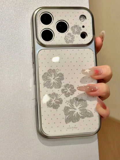 Niche Fresh Glitter Polka Dot Floral Phone Case With Flower Pendant, Suitable For IPhone 16 Pro Max, Apple 17 Pro Max New 17 Pro, 15 High-End Protective Cover For Women