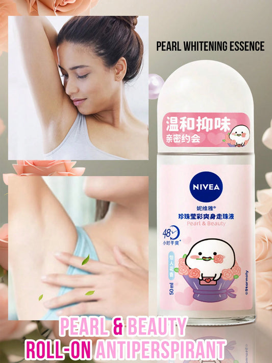 NIVEA 50ml/1.76oz Pearl Whitening Deodorant Roll-On, Floral Fragrance, Pearl Whitening Essence, Gentle & Soothing, Long-Lasting Freshness, Suitable For Multiple Occasions