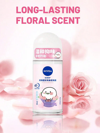 NIVEA 50ml/1.76oz Pearl Whitening Deodorant Roll-On, Floral Fragrance, Pearl Whitening Essence, Gentle & Soothing, Long-Lasting Freshness, Suitable For Multiple Occasions