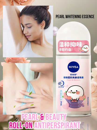 NIVEA 50ml/1.76oz Pearl Whitening Deodorant Roll-On, Floral Fragrance, Pearl Whitening Essence, Gentle & Soothing, Long-Lasting Freshness, Suitable For Multiple Occasions