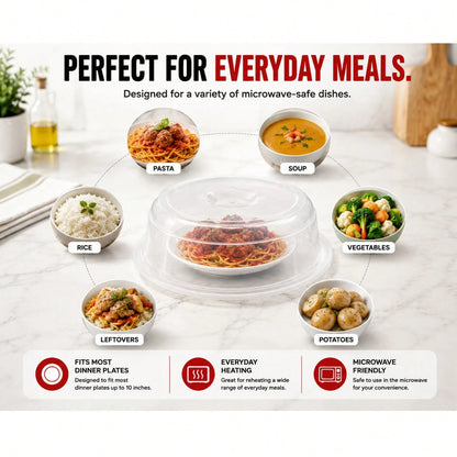 Nordic Ware Microwave Plate Cover, Clear Microwave Splatter Guard Lid With Steam Vents, Microwave Food Cover For Plates, Dishwasher Friendly Kitchen Accessory, Reusable Plastic Microwave Lid For Heati