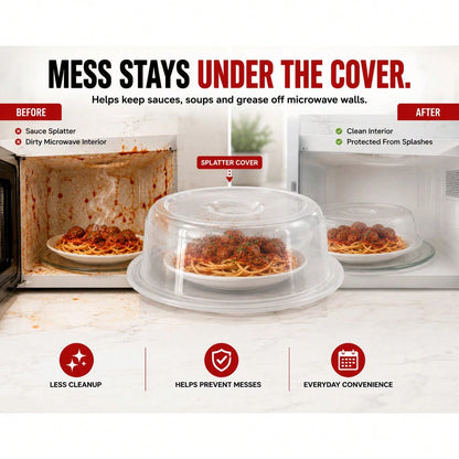 Nordic Ware Microwave Plate Cover, Clear Microwave Splatter Guard Lid With Steam Vents, Microwave Food Cover For Plates, Dishwasher Friendly Kitchen Accessory, Reusable Plastic Microwave Lid For Heati