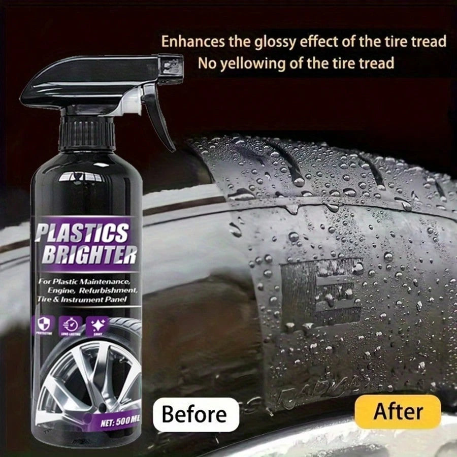 Nuokaiqi All-Season Tire Care Agent- Quick Shine Formula, Suitable For Rubber & Plastic, Long-Lasting Gloss, No Dulling. Car Interior Care Solution, Vehicle Interior Beautification, Stylish Bottle De