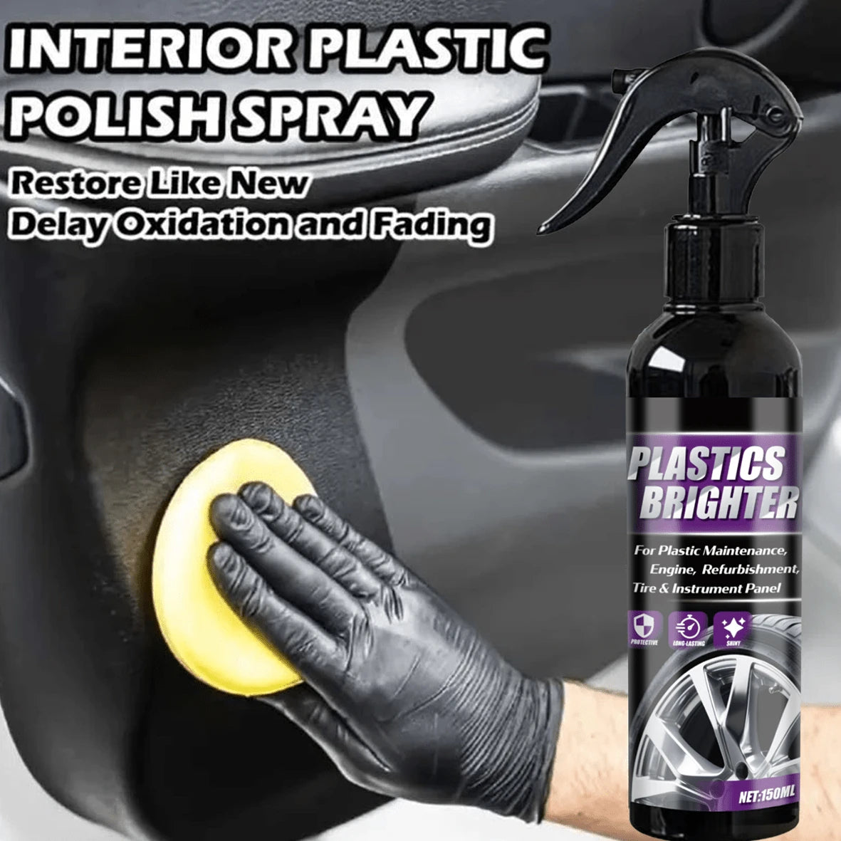 Nuokaiqi All-Season Tire Care Agent- Quick Shine Formula, Suitable For Rubber & Plastic, Long-Lasting Gloss, No Dulling. Car Interior Care Solution, Vehicle Interior Beautification, Stylish Bottle De
