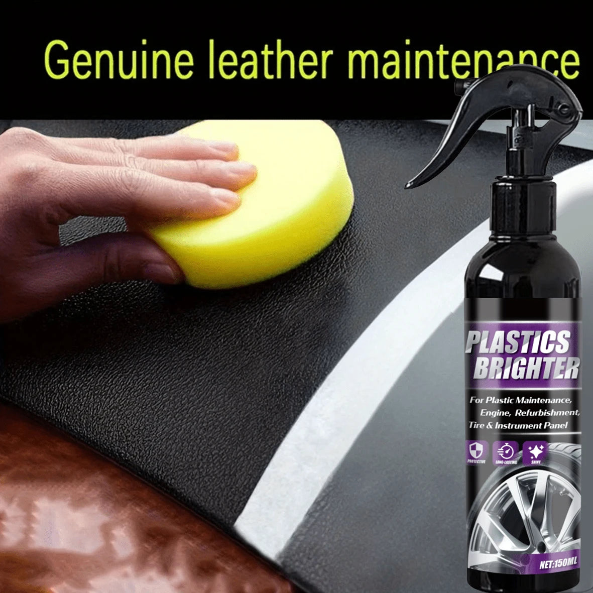 Nuokaiqi All-Season Tire Care Agent- Quick Shine Formula, Suitable For Rubber & Plastic, Long-Lasting Gloss, No Dulling. Car Interior Care Solution, Vehicle Interior Beautification, Stylish Bottle De