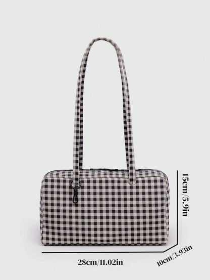 Nylon Bowling Bag, Tote Bag With Key Lanyard Handle, Minimalist Casual Large Capacity Commuter Work Bag, Fashion Polka Dot Shoulder Handbag, Suitable For Daily Wear