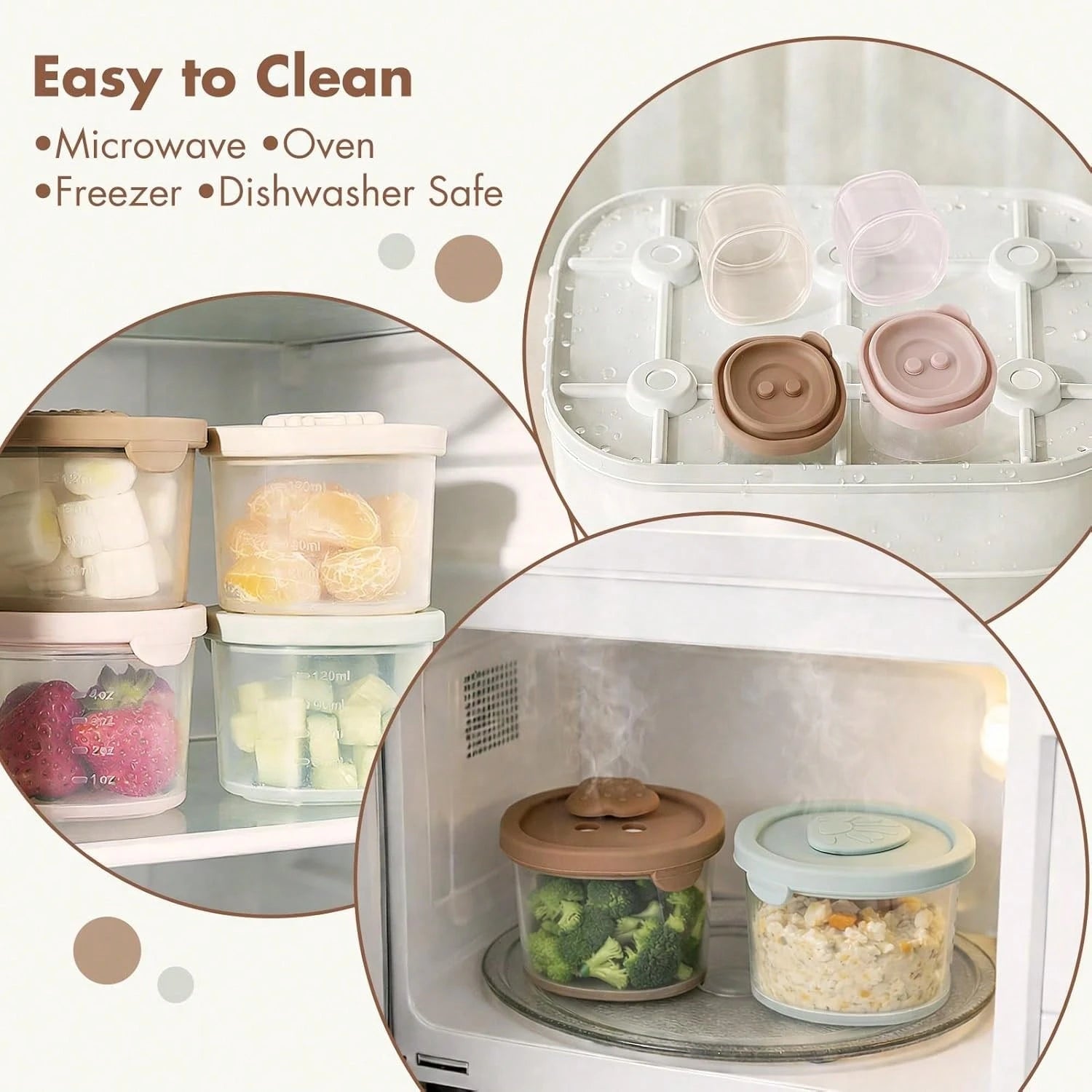 Oaoleer 4PCS/Set Baby Food Containers With Lids Silicone Baby Food Storage Containers For Infants & Toddlers, Leakproof Freezer-Use Reusable Baby Food Jars