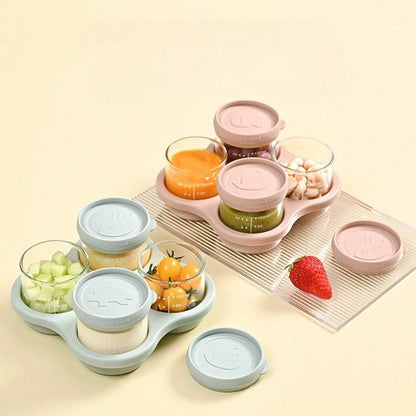 Oaoleer 4PCS/Set Baby Food Containers With Lids Silicone Baby Food Storage Containers For Infants & Toddlers, Leakproof Freezer-Use Reusable Baby Food Jars