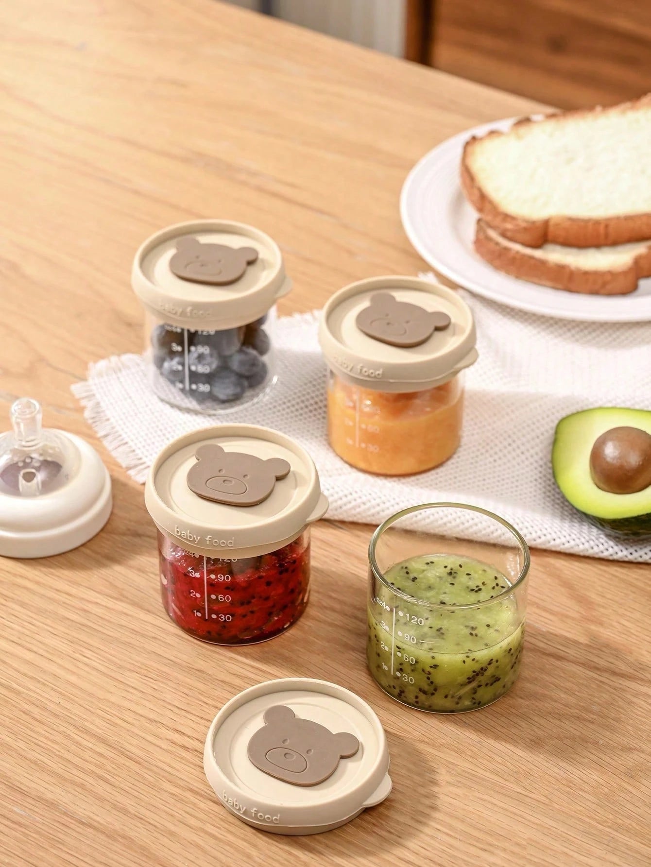 Oaoleer 4PCS/Set Baby Food Containers With Lids Silicone Baby Food Storage Containers For Infants & Toddlers, Leakproof Freezer-Use Reusable Baby Food Jars