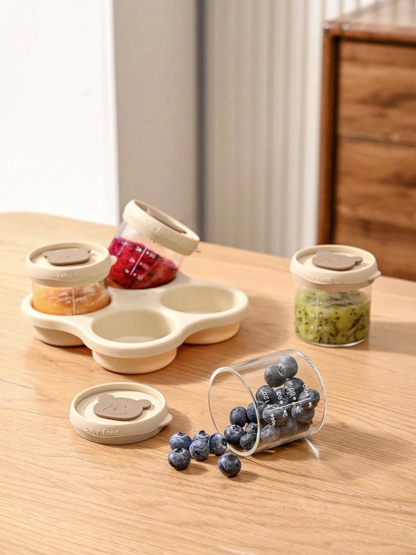 Oaoleer 4PCS/Set Baby Food Containers With Lids Silicone Baby Food Storage Containers For Infants & Toddlers, Leakproof Freezer-Use Reusable Baby Food Jars