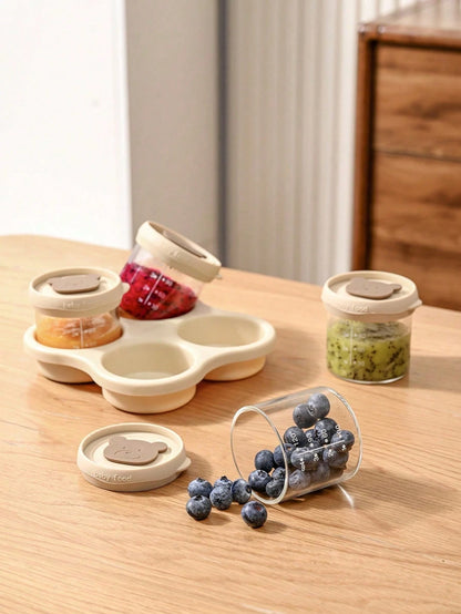 Oaoleer 4PCS/Set Baby Food Containers With Lids Silicone Baby Food Storage Containers For Infants & Toddlers, Leakproof Freezer-Use Reusable Baby Food Jars