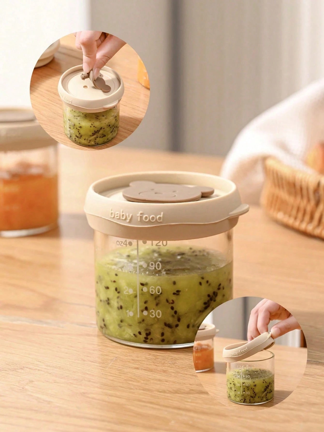 Oaoleer 4PCS/Set Baby Food Containers With Lids Silicone Baby Food Storage Containers For Infants & Toddlers, Leakproof Freezer-Use Reusable Baby Food Jars