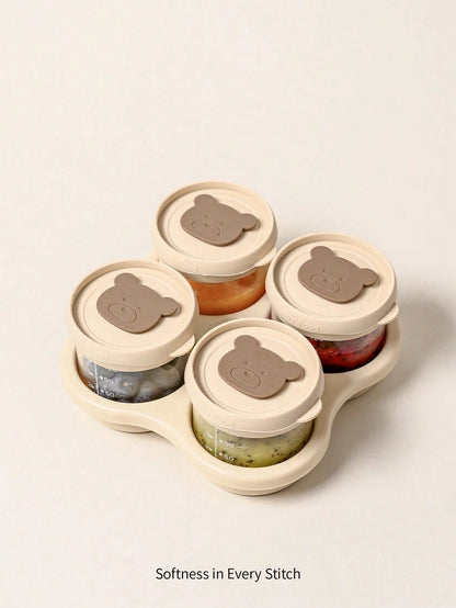 Oaoleer 4PCS/Set Baby Food Containers With Lids Silicone Baby Food Storage Containers For Infants & Toddlers, Leakproof Freezer-Use Reusable Baby Food Jars