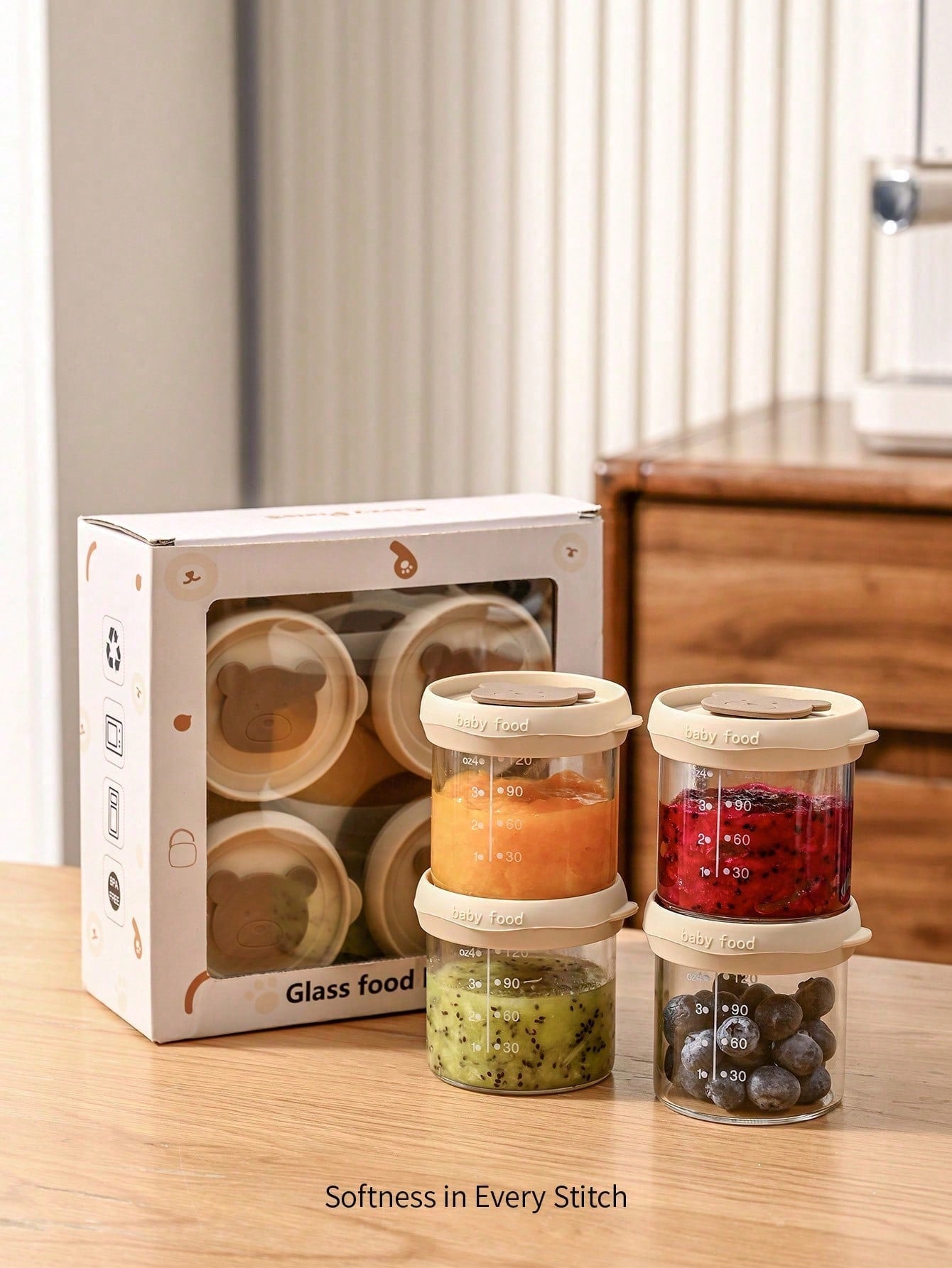 Oaoleer 4PCS/Set Baby Food Containers With Lids Silicone Baby Food Storage Containers For Infants & Toddlers, Leakproof Freezer-Use Reusable Baby Food Jars