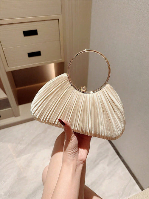 OpulAura Women Metallic Luxury Evening Clutch Purse- High End Leather Banquet Bag, Elegant Shiny Formal Party Handbag Suitable For Wedding, Prom