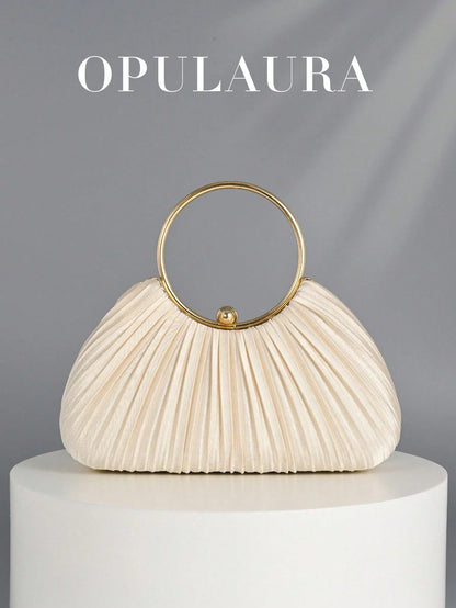 OpulAura Women Metallic Luxury Evening Clutch Purse- High End Leather Banquet Bag, Elegant Shiny Formal Party Handbag Suitable For Wedding, Prom