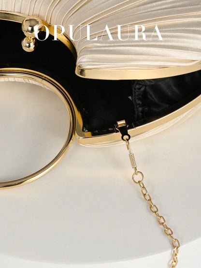 OpulAura Women Metallic Luxury Evening Clutch Purse- High End Leather Banquet Bag, Elegant Shiny Formal Party Handbag Suitable For Wedding, Prom