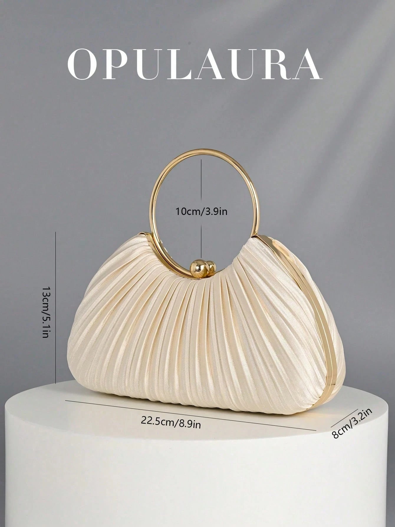 OpulAura Women Metallic Luxury Evening Clutch Purse- High End Leather Banquet Bag, Elegant Shiny Formal Party Handbag Suitable For Wedding, Prom