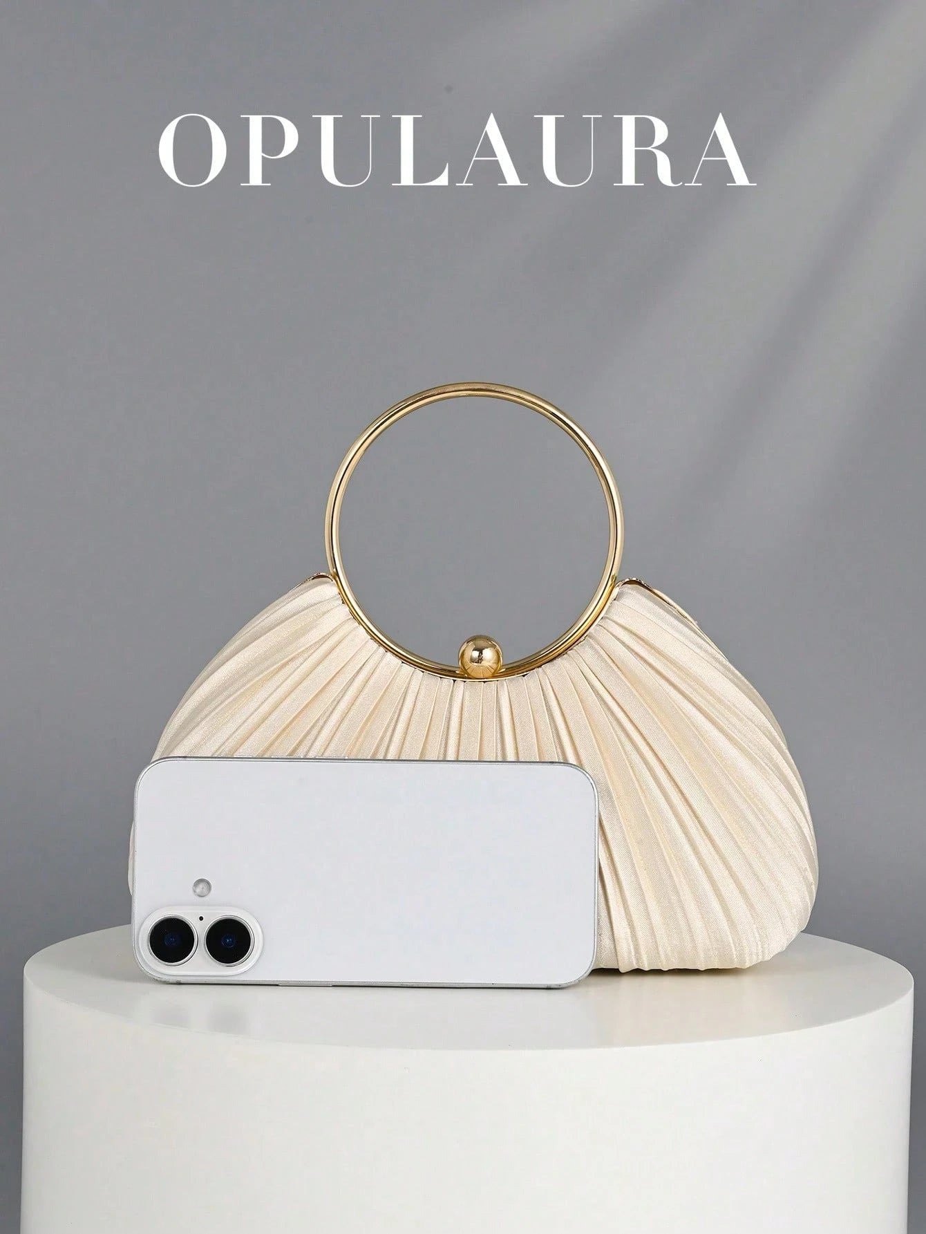 OpulAura Women Metallic Luxury Evening Clutch Purse- High End Leather Banquet Bag, Elegant Shiny Formal Party Handbag Suitable For Wedding, Prom