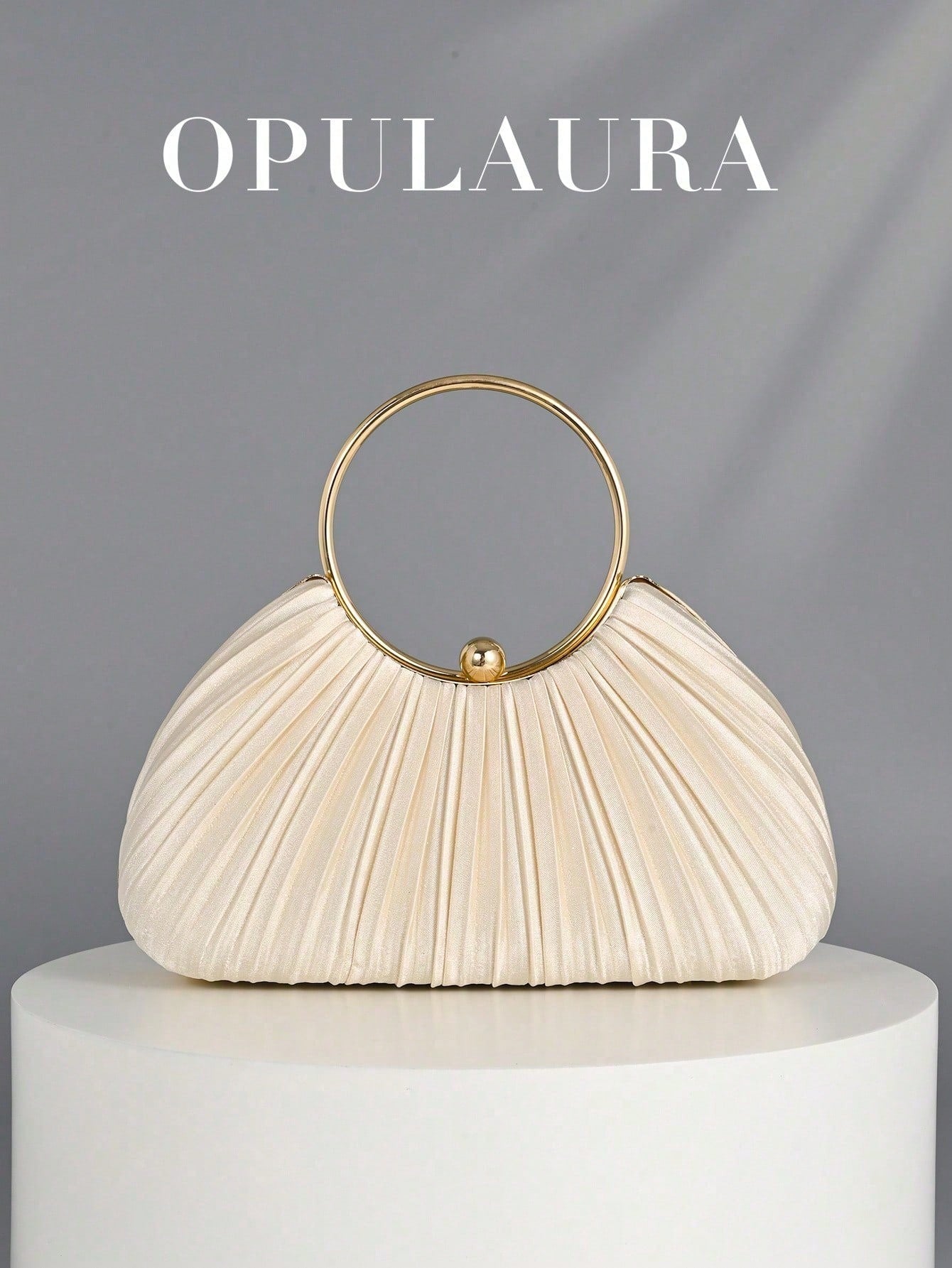 OpulAura Women Metallic Luxury Evening Clutch Purse- High End Leather Banquet Bag, Elegant Shiny Formal Party Handbag Suitable For Wedding, Prom