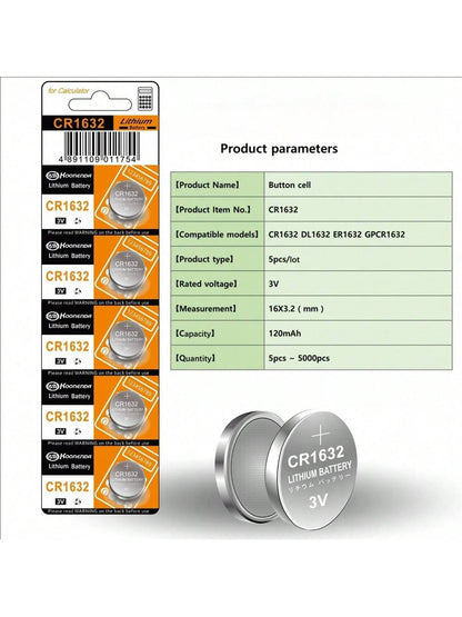 Original 20PCS High Capacity CR1632 3V Lithium Button Cell For Watches, Key Fobs, Calculators, Medical Devices, And More With Gift