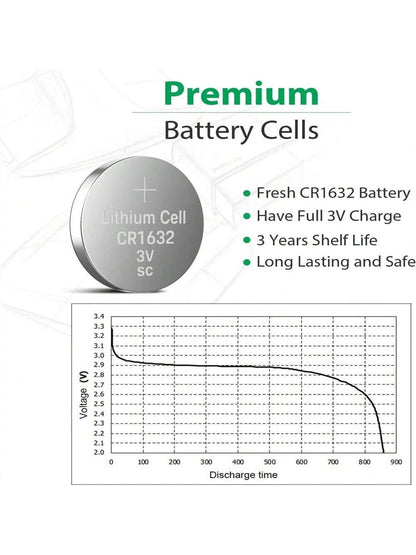 Original 20PCS High Capacity CR1632 3V Lithium Button Cell For Watches, Key Fobs, Calculators, Medical Devices, And More With Gift