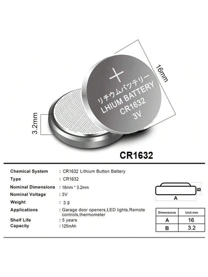 Original 20PCS High Capacity CR1632 3V Lithium Button Cell For Watches, Key Fobs, Calculators, Medical Devices, And More With Gift