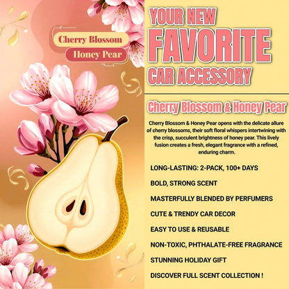 Osmore 4 Pack Car Air Freshener Diffuser, Hanging Fragrance Oil Pendant For Car, Long-Lasting Soft Floral-Fruity Scent, Cozy Romantic Drive Mood Booster, Cherry Blossom & Honey Pear, Car Mirror Hangin