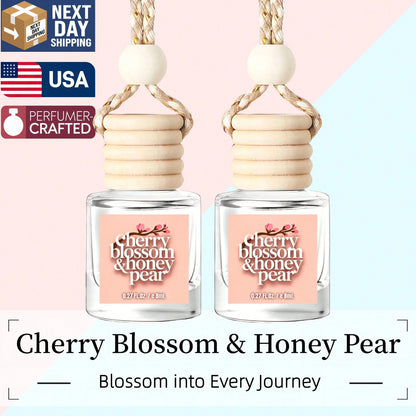 Osmore 4 Pack Car Air Freshener Diffuser, Hanging Fragrance Oil Pendant For Car, Long-Lasting Soft Floral-Fruity Scent, Cozy Romantic Drive Mood Booster, Cherry Blossom & Honey Pear, Car Mirror Hangin