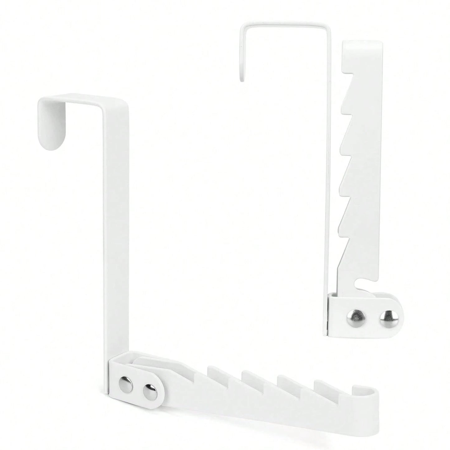 Over The Door Hooks Hanger, 2 Packs Collapsible Folding Over The Door Organizer Rack Space Saving Hanging Storage Hanger For Clothes, Coats, Towels For Bedroom Bathroom (White/Black)