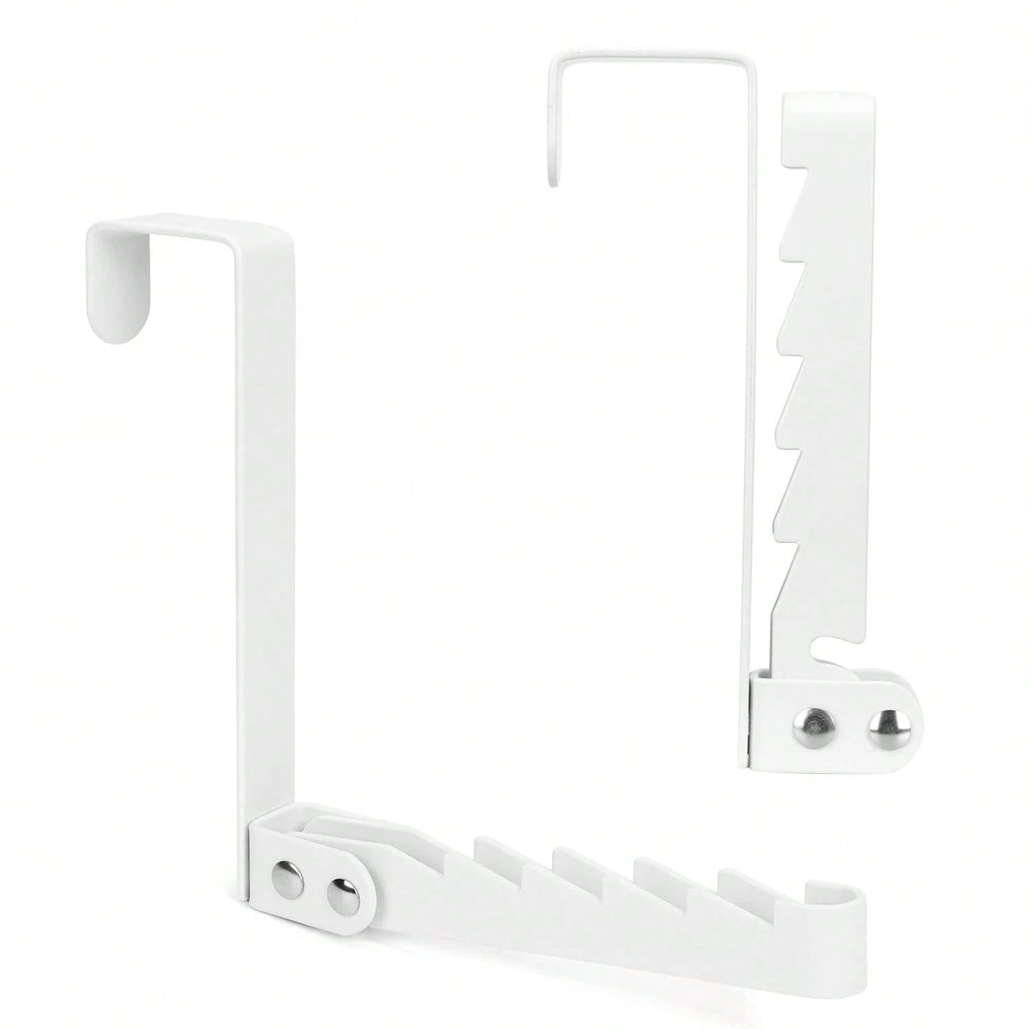 Over The Door Hooks Hanger, 2 Packs Collapsible Folding Over The Door Organizer Rack Space Saving Hanging Storage Hanger For Clothes, Coats, Towels For Bedroom Bathroom (White/Black)