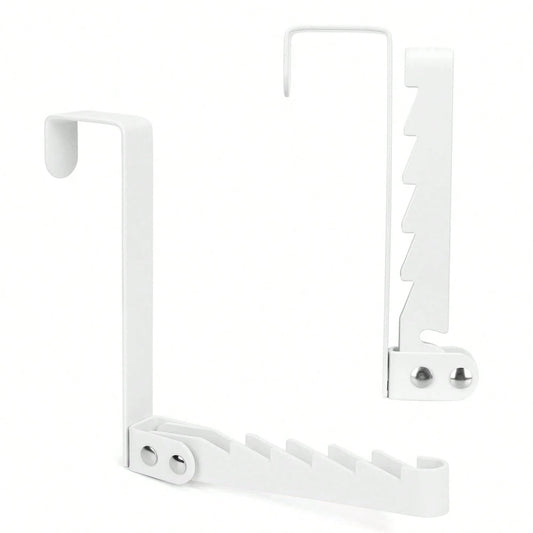 Over The Door Hooks Hanger, 2 Packs Collapsible Folding Over The Door Organizer Rack Space Saving Hanging Storage Hanger For Clothes, Coats, Towels For Bedroom Bathroom (White/Black)