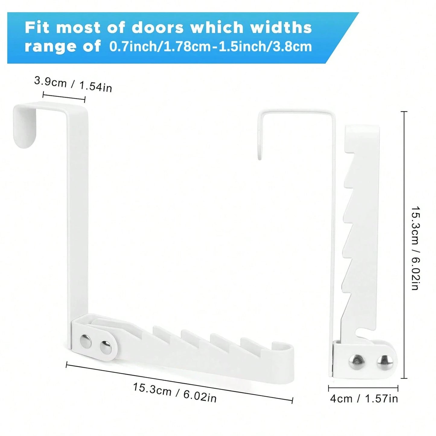 Over The Door Hooks Hanger, 2 Packs Collapsible Folding Over The Door Organizer Rack Space Saving Hanging Storage Hanger For Clothes, Coats, Towels For Bedroom Bathroom (White/Black)