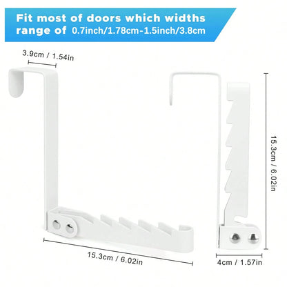 Over The Door Hooks Hanger, 2 Packs Collapsible Folding Over The Door Organizer Rack Space Saving Hanging Storage Hanger For Clothes, Coats, Towels For Bedroom Bathroom (White/Black)