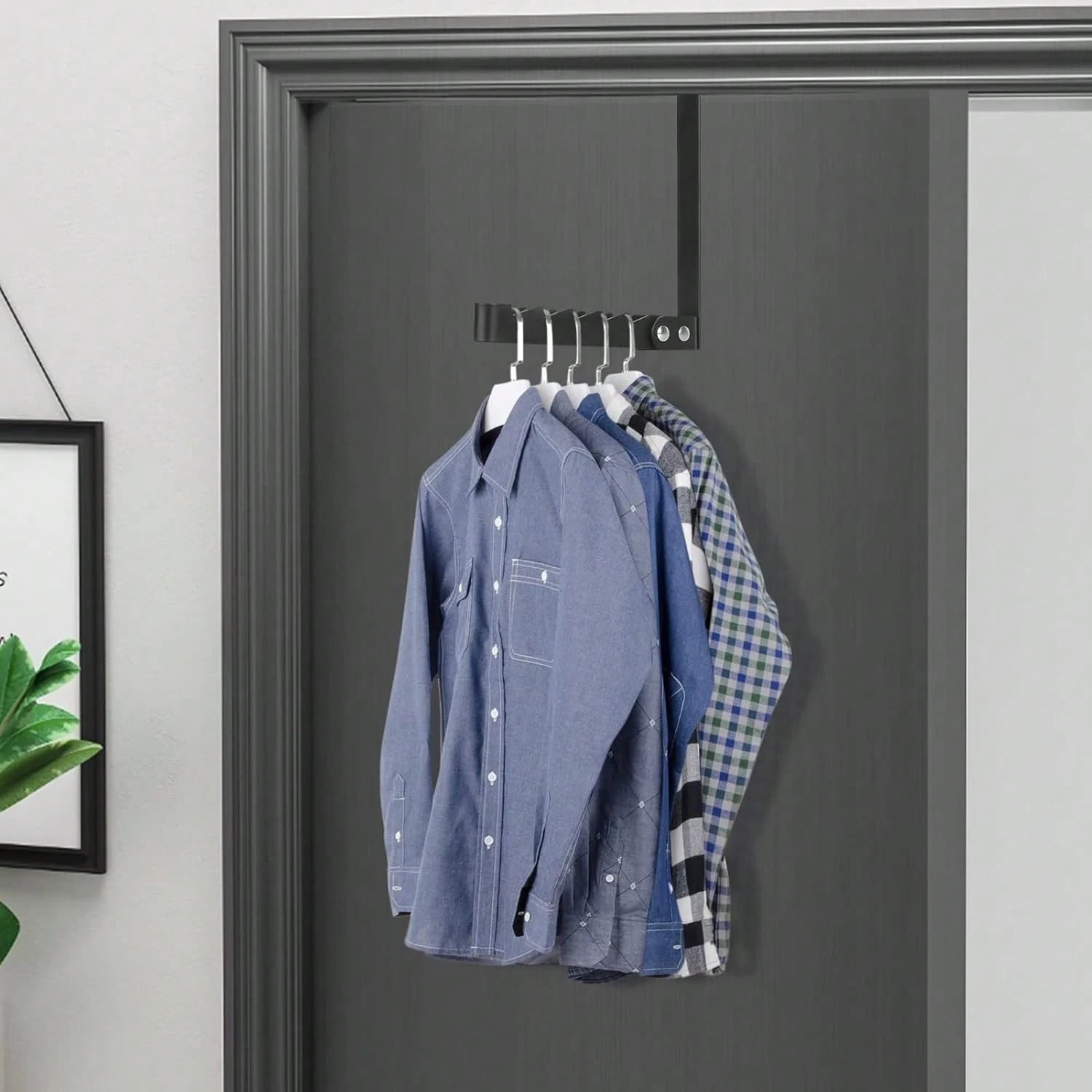 Over The Door Hooks Hanger, 2 Packs Collapsible Folding Over The Door Organizer Rack Space Saving Hanging Storage Hanger For Clothes, Coats, Towels For Bedroom Bathroom (White/Black)