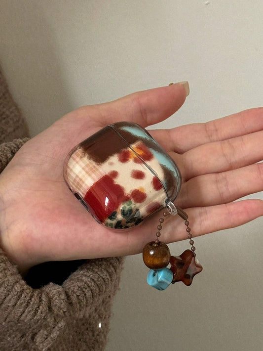 Patchwork Elements Shockproof Bluetooth Earphone Cases Plaid Leopard Print Color Block 4/Pro 3/Pro 2 Earphone Case Protective Cover Compatible With Apple 2/3 Stylish Earphone Accessories Birthday Gift