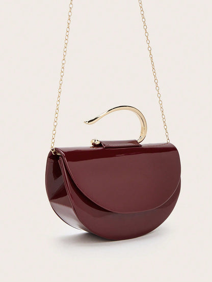 Patent Leather Women's Handbag, Chain Clutch, Party Evening Bag For Weddings, Balls And Banquets, Versatile Handbag For Formal Occasions