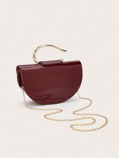 Patent Leather Women's Handbag, Chain Clutch, Party Evening Bag For Weddings, Balls And Banquets, Versatile Handbag For Formal Occasions