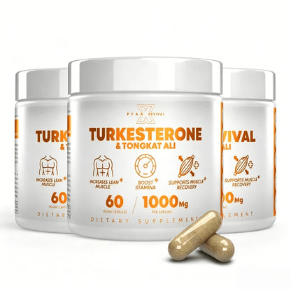 Peak Revival-X Turkesterone + Tongkat Ali + Colostrum – Testosterone, Muscle Growth & Energy Support – 60 Capsules