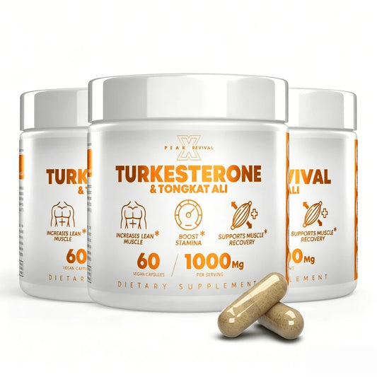 Peak Revival-X Turkesterone + Tongkat Ali + Colostrum – Testosterone, Muscle Growth & Energy Support – 60 Capsules