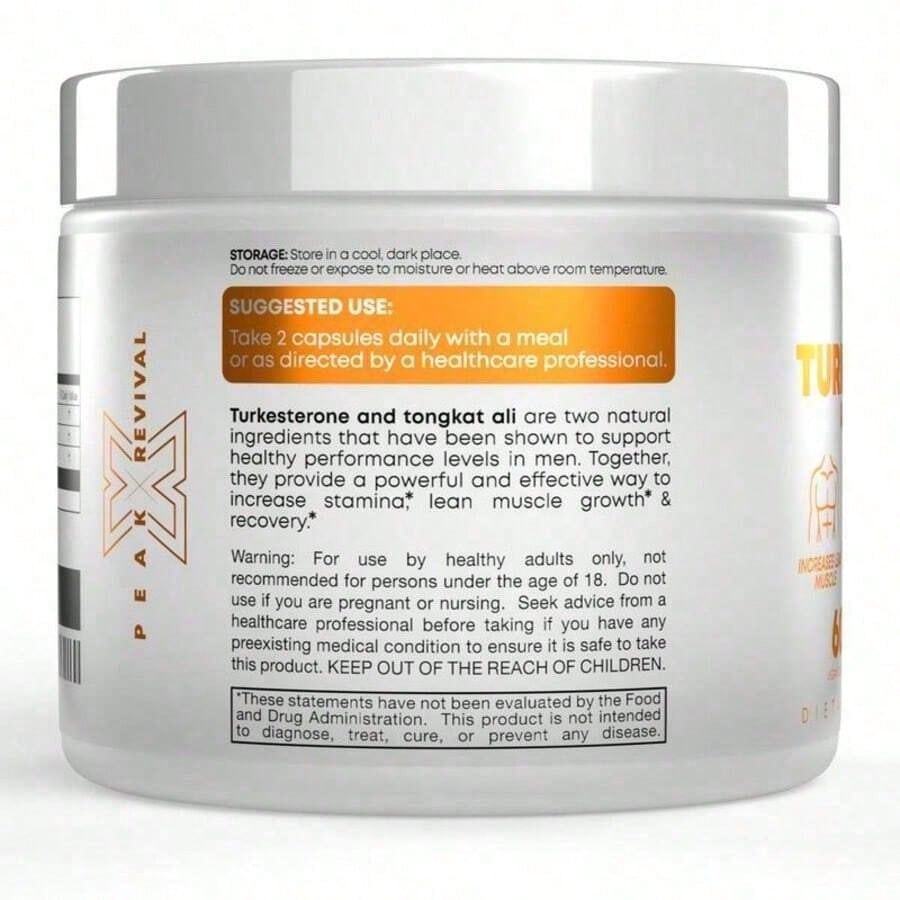 Peak Revival-X Turkesterone + Tongkat Ali + Colostrum – Testosterone, Muscle Growth & Energy Support – 60 Capsules