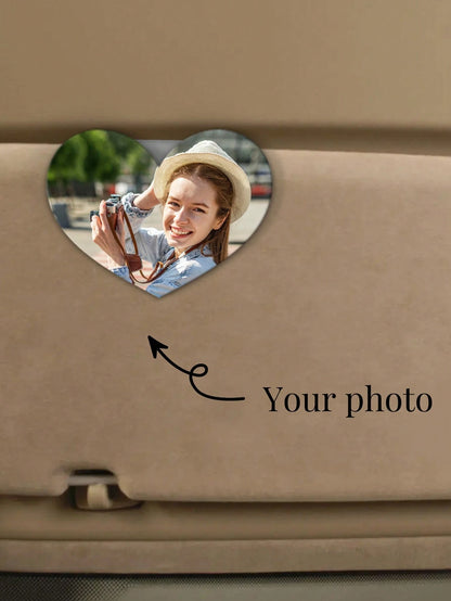Personalized Acrylic Car Sun Visor Clip, Customized Photo And Text Car Sun Visor Clip, Customized Car Decoration, Customized Car Makeup Mirror Decoration, Personalized Car Photo, DIY Customized Birthd